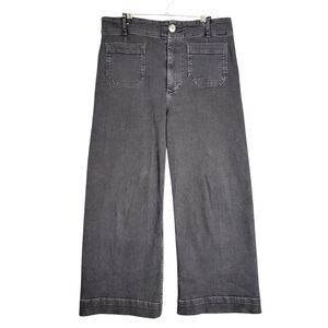 PILCRO Black The Day Tripper Wide Leg Cropped High Rise Denim Blue Jeans SIZE 32
